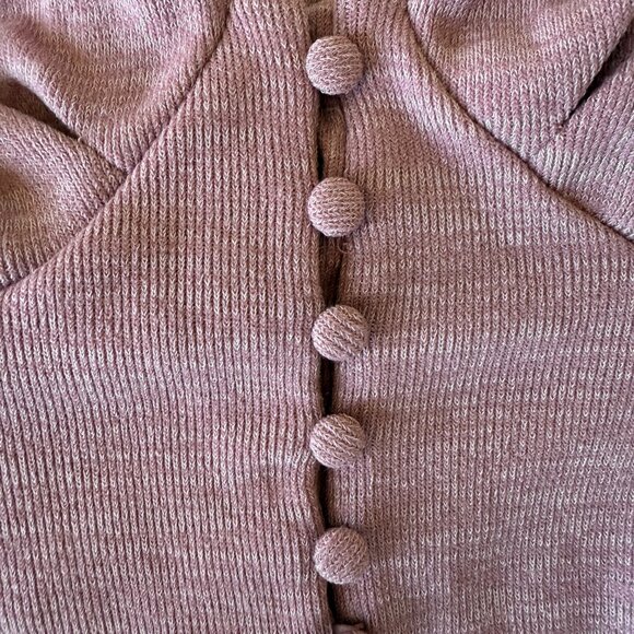 NWT Backyard Roses Mauve Cropped Sweater V-Neck Button Front Size XS - Picture 8 of 9